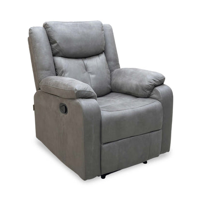 'Roma' Steel Suede Fabric Manual Recliner Armchair