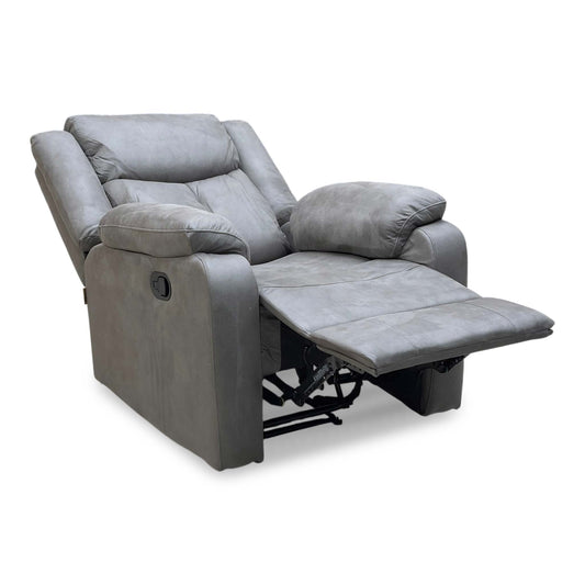 'Roma' Steel Suede Fabric Manual Recliner Armchair