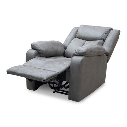 'Roma' Steel Suede Fabric Manual Recliner Armchair