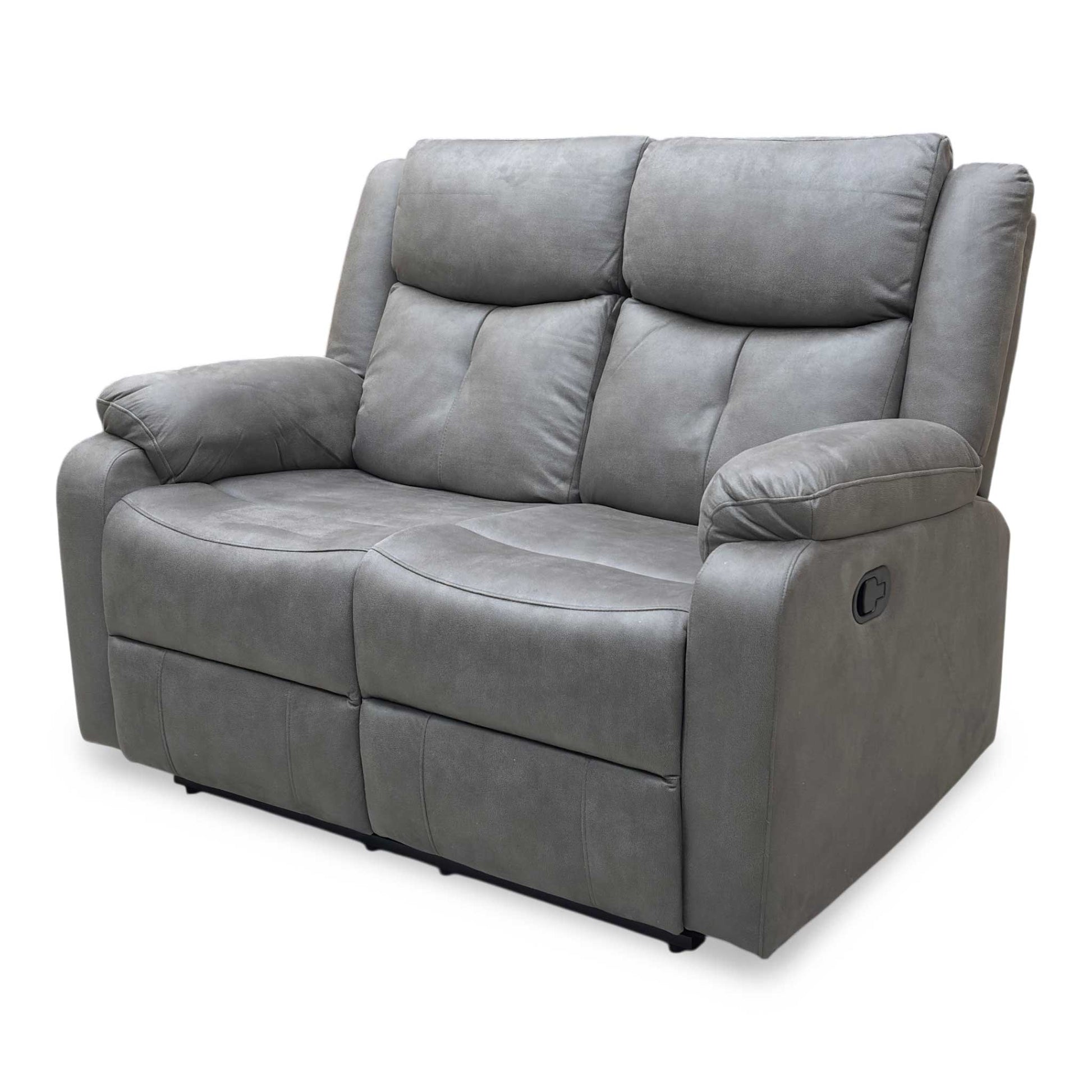 Detailed shot of the manual reclining latch located on the side of the armrest, featuring a black finish.