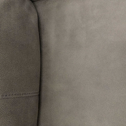 Close-up of the Steel grey suede-effect fabric, highlighting the brushed finish and high-quality stitching details.