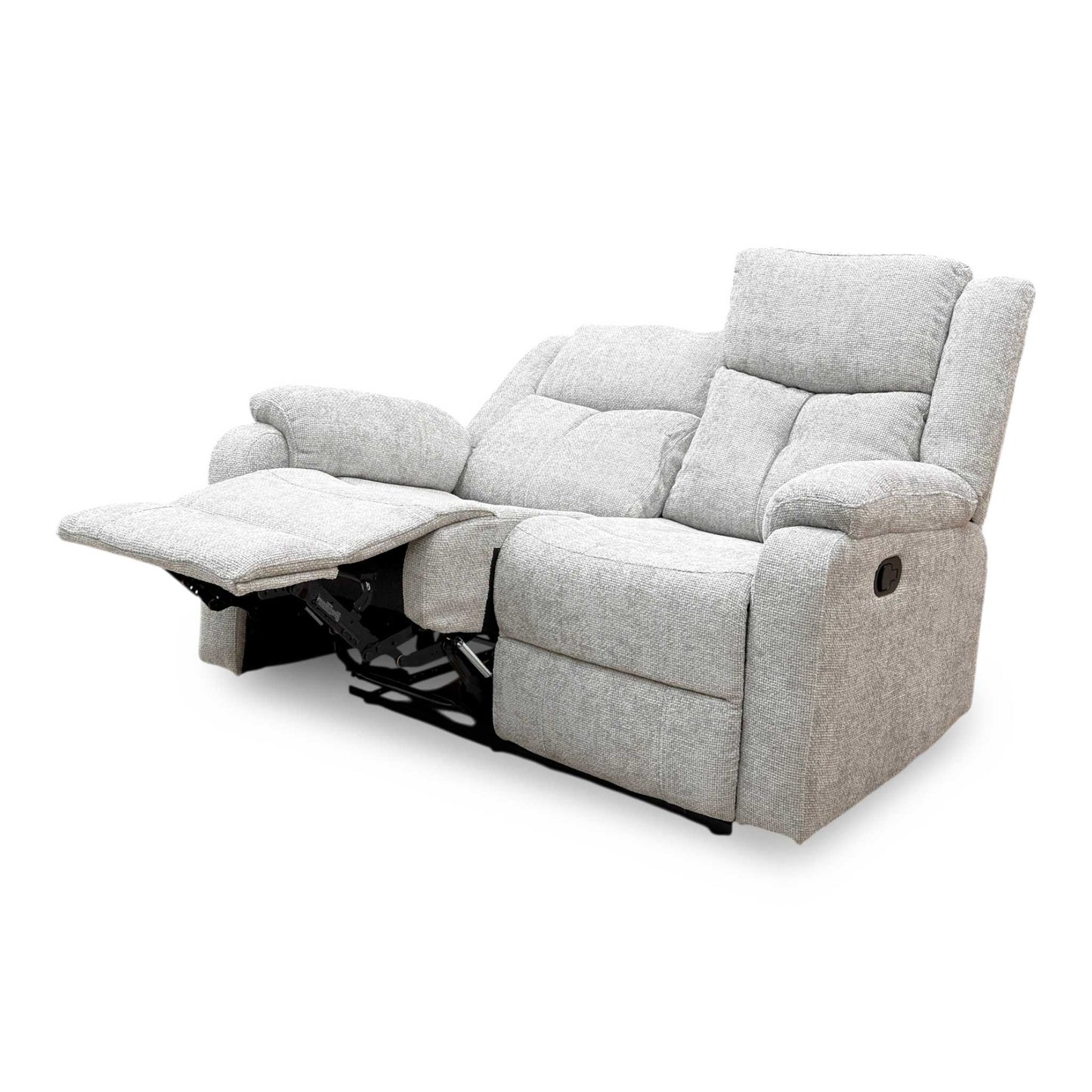 ‘Roma’ Silver Fabric Manual Recliner 2 Seater Sofa