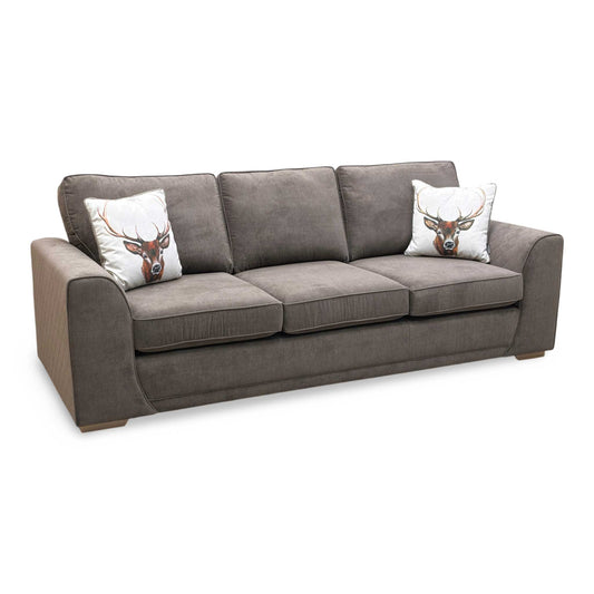 'Orka' Cocoa Brown Plaza Linen Quilted Arm 4 Seater Sofa