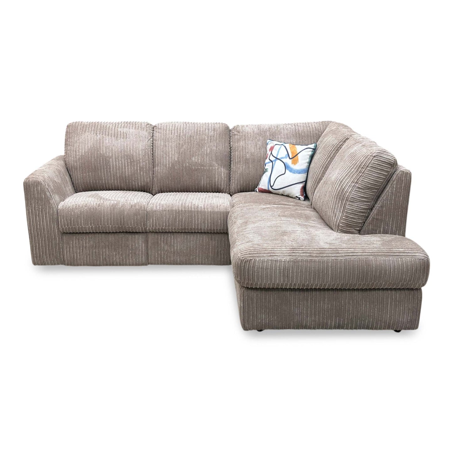 'Heydon' Mocha Cord Fabric Left Hand Facing Arm Open End Corner Power Recliner