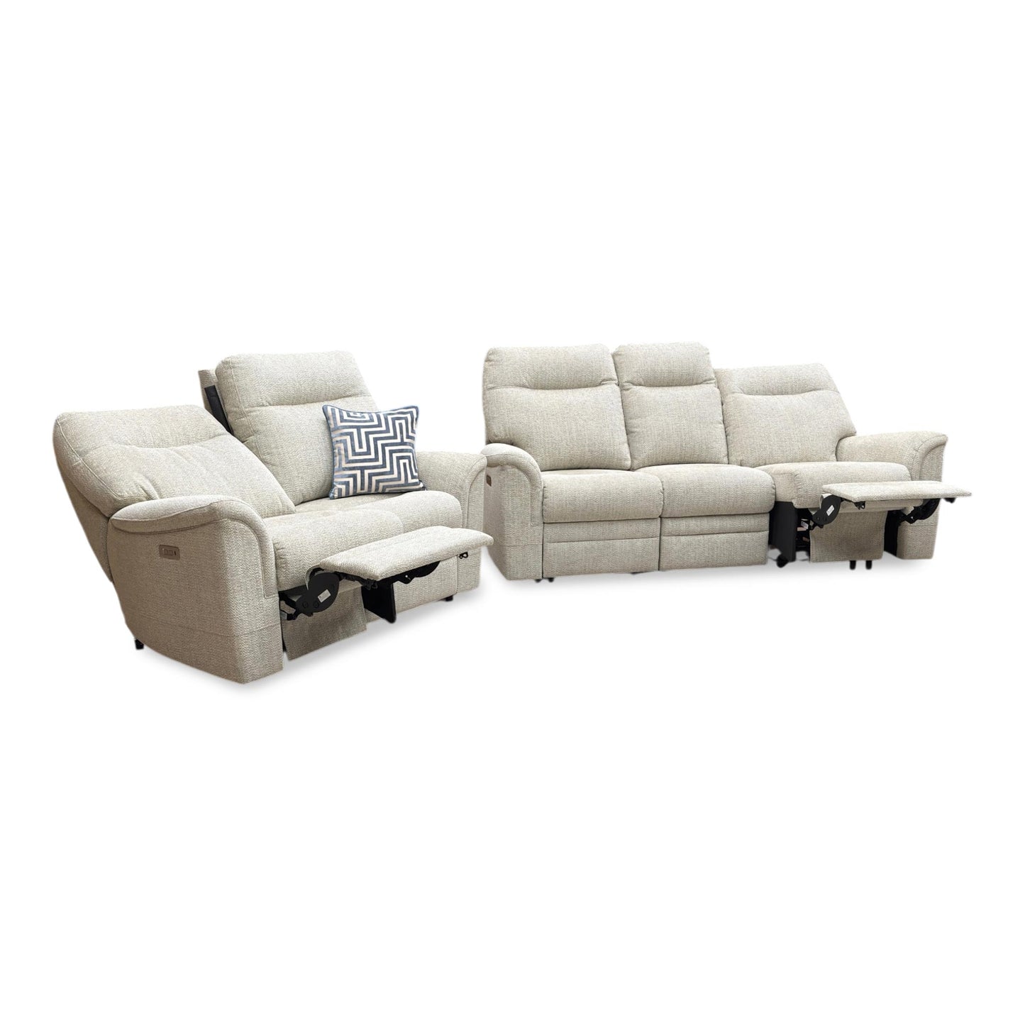 Parker Knoll 'Hudson 23’ Cromwell Mint 001355-0069 Fabric 3 Seater Power Recliner Sofa with Power Headrests and Power Lumbar + 2 Seater Power Recliner Sofa Set