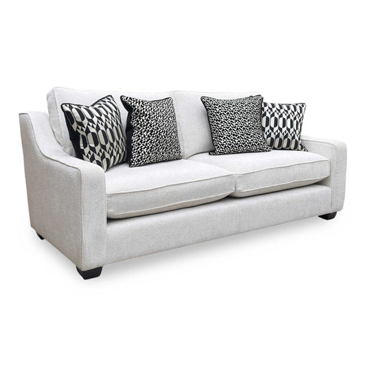 ‘Celine’ Tuzzi Ivory Mchrome Scat Eb Sp Cel03t Tight Weave Fabric 3 Seater Classic Back Sofa
