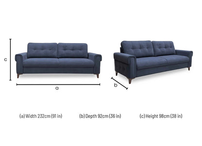 ‘Zoom’ Royal Blue Velvet 3 Seater Sofa Bed