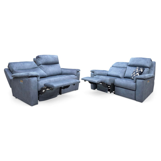 G Plan ‘Thornbury’ A125 Stingray Indigo Velvet 3 + 2 Seater Power Recliner Sofa with Power Headrest