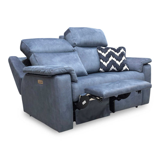 G Plan 'Thornbury' A125 Stingray Indigo Velvet 2 Seater Power Recliner Sofa with Power Headrests and Power Lumbar