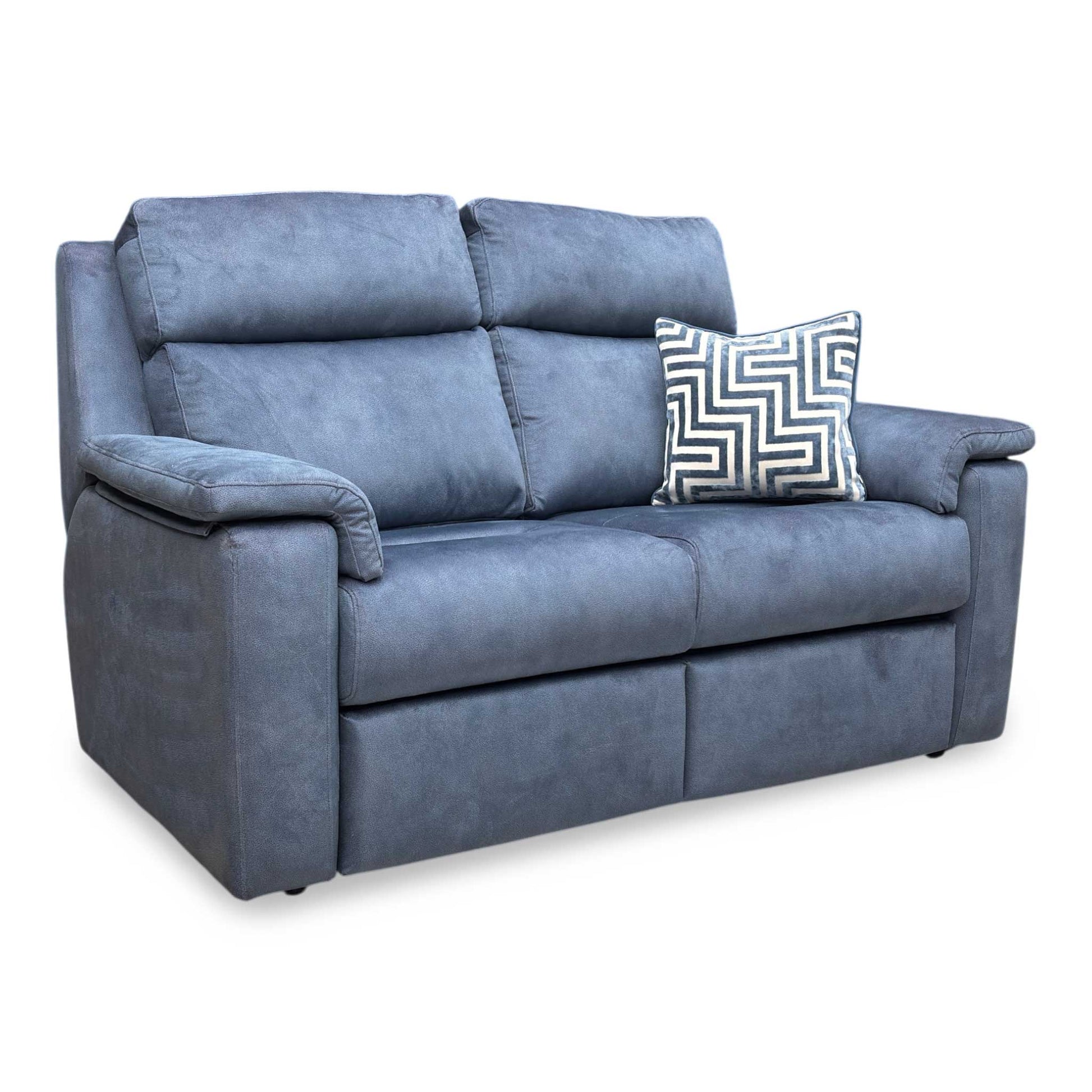 Full view of the G Plan 'Thornbury' 2-seater sofa upholstered in Stingray Indigo velvet, featuring a deep blue hue and classic silhouette.