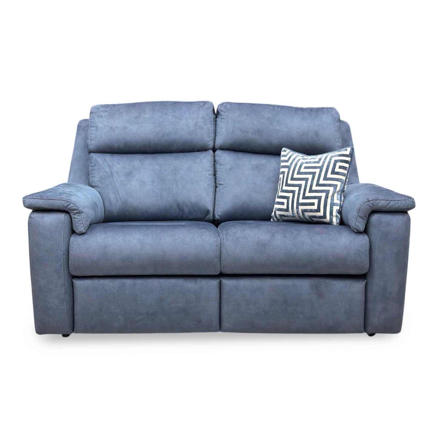 Front view of the G Plan 'Thornbury' 2-seater sofa upholstered in Stingray Indigo velvet, featuring a deep blue hue and classic silhouette.