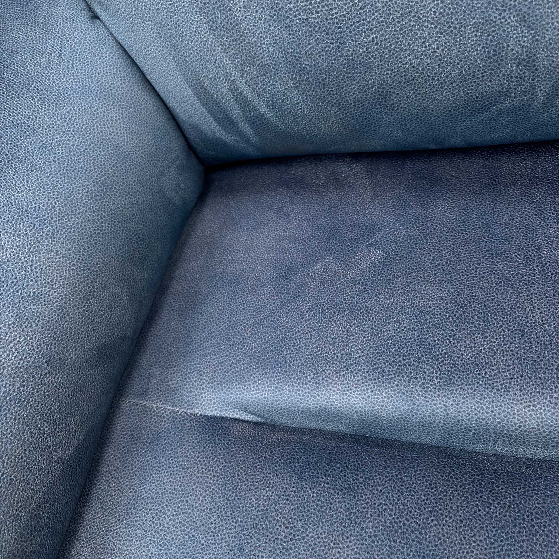 Close-up of the Stingray Indigo velvet fabric, emphasizing the soft, luxurious texture and rich deep-blue color.