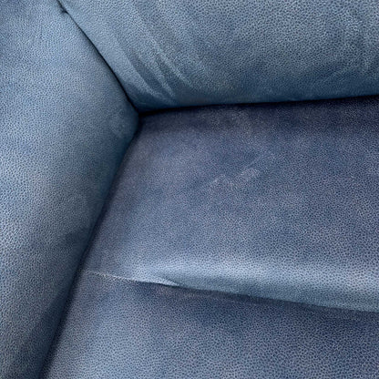 Close-up of the Stingray Indigo velvet fabric, emphasizing the soft, luxurious texture and rich deep-blue color.