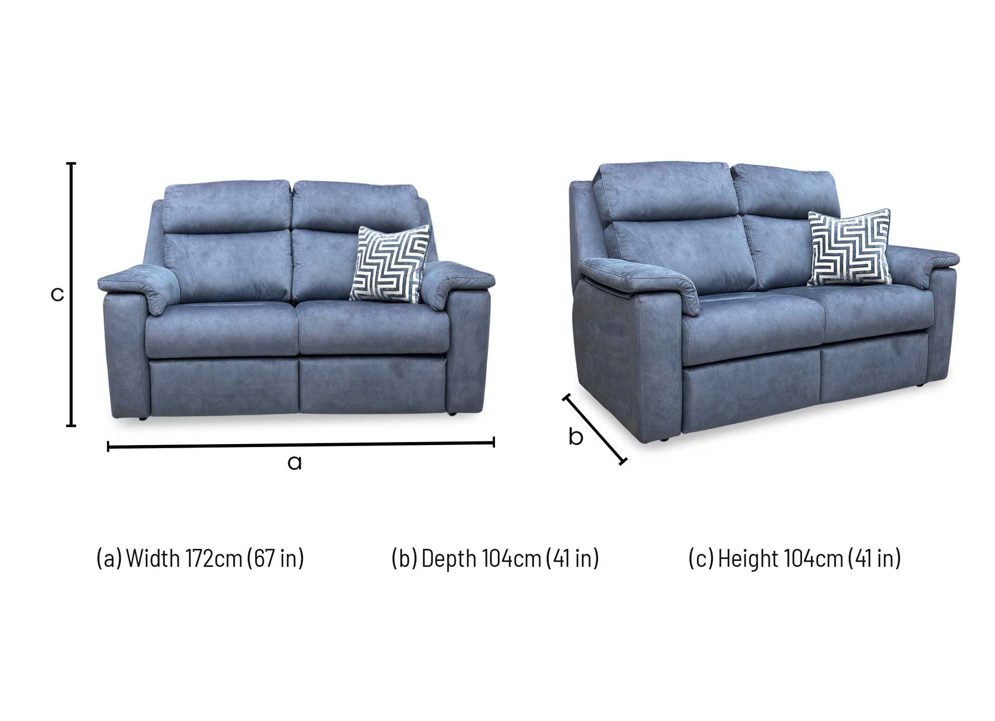Dimensions diagram for the G Plan Thornbury 2-seater.