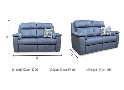 Dimensions diagram for the G Plan Thornbury 2-seater.