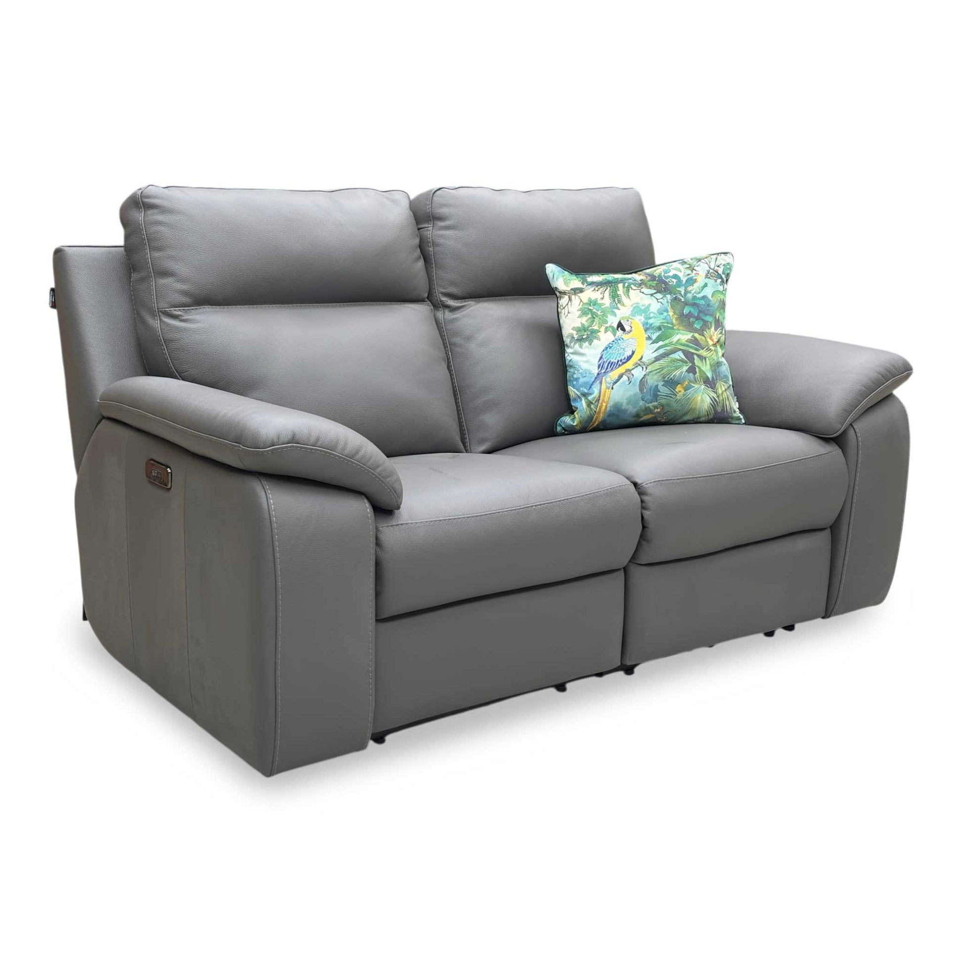 Nicoletti ‘Pepino’ 327 Torello Grigio Scuro Grey Leather 2 Seater Power Recliner Sofa - product photo 3