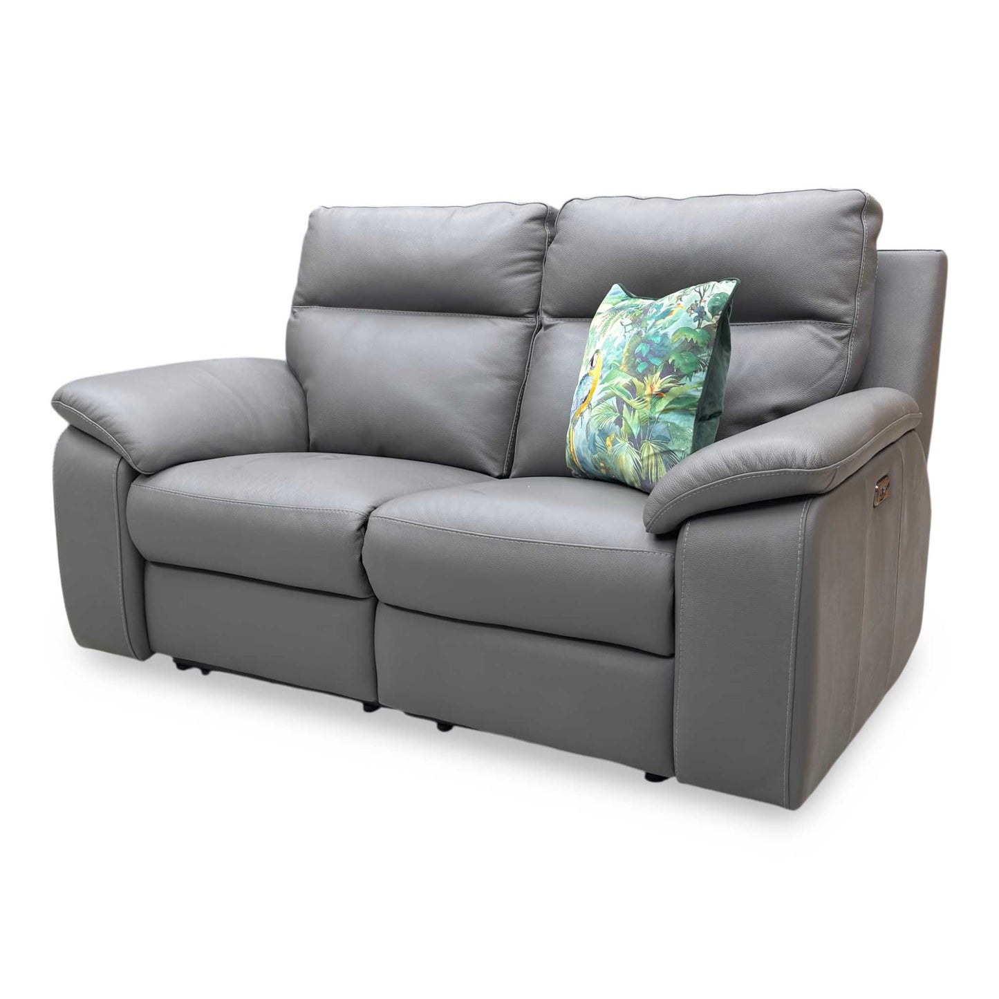 Nicoletti ‘Pepino’ 327 Torello Grigio Scuro Grey Leather 2 Seater Power Recliner Sofa - product photo 4