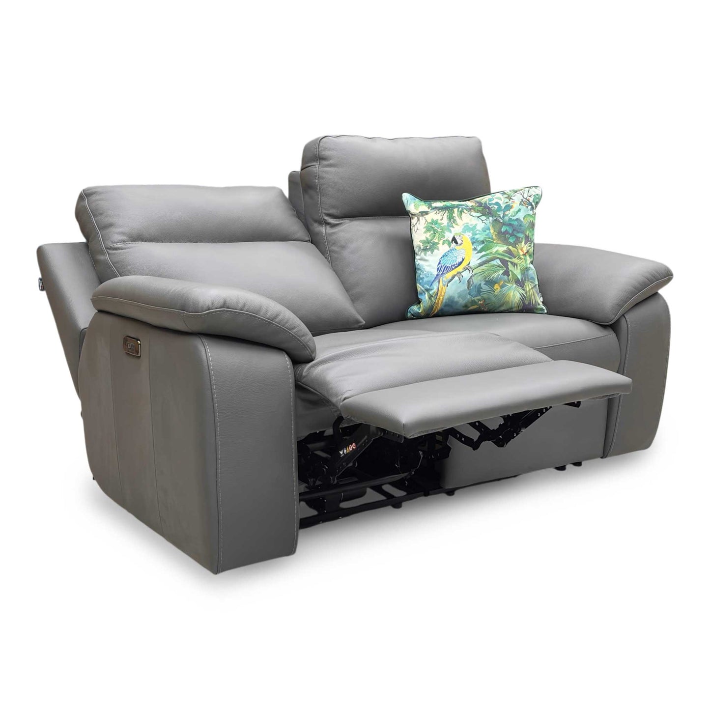 Nicoletti ‘Pepino’ 327 Torello Grigio Scuro Grey Leather 2 Seater Power Recliner Sofa