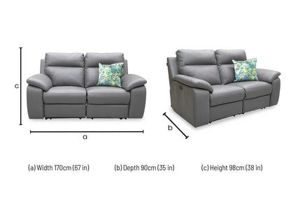 Nicoletti ‘Pepino’ 327 Torello Grigio Scuro Grey Leather 2 Seater Power Recliner Sofa - product photo 9