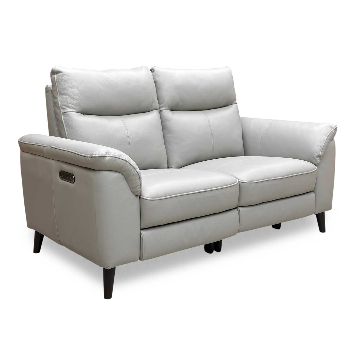 Rear perspective of the Morgan sofa, showing the neatly finished leather back panels and solid construction.