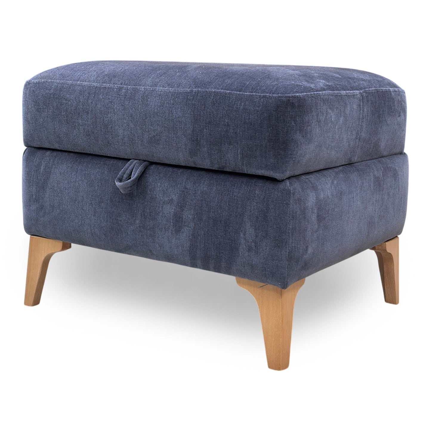 ‘Moderna' Mht Ink Blue Sw Linen Fabric Storage Footstool