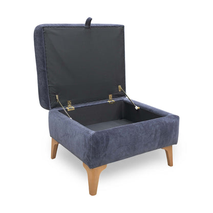 ‘Moderna' Mht Ink Blue Sw Linen Fabric Storage Footstool
