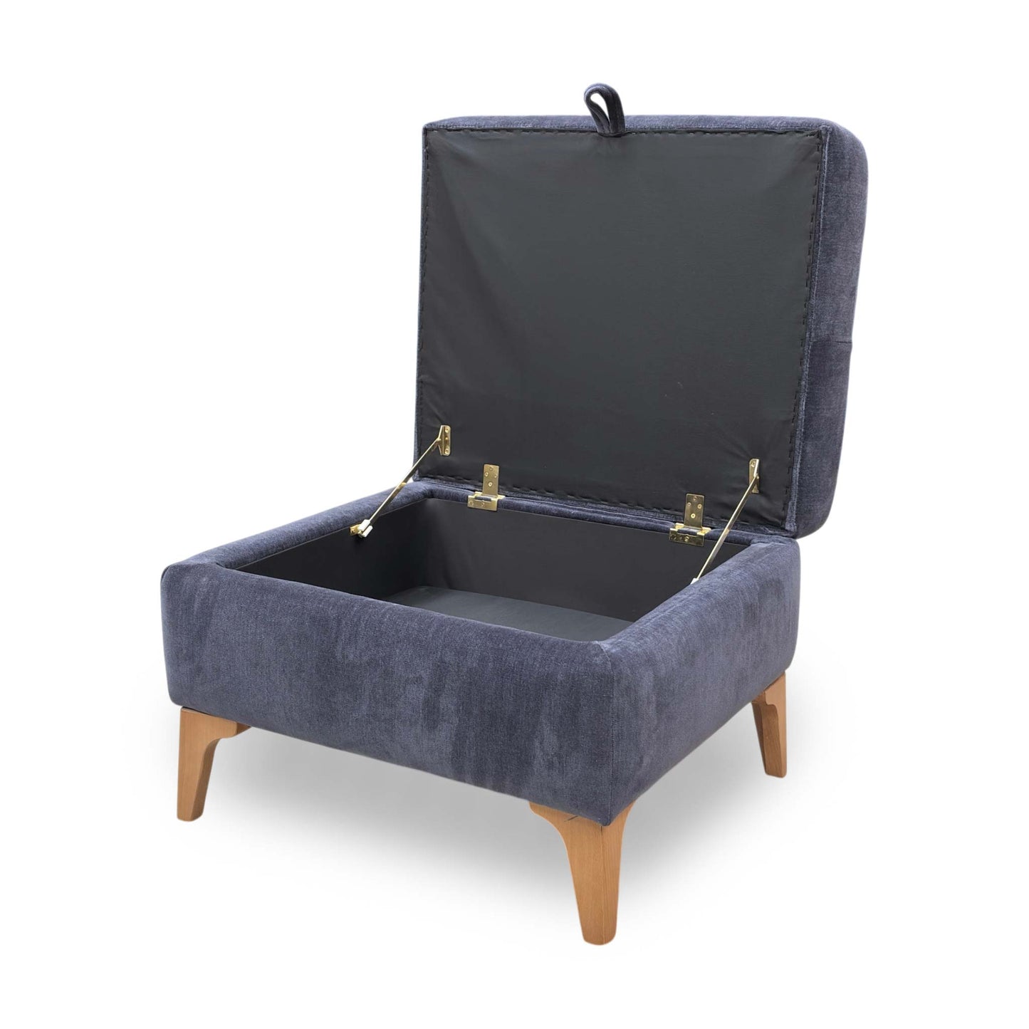 ‘Moderna' Mht Ink Blue Sw Linen Fabric Storage Footstool