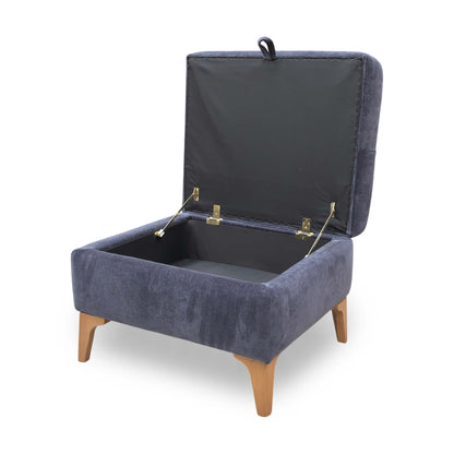 ‘Moderna' Mht Ink Blue Sw Linen Fabric Storage Footstool