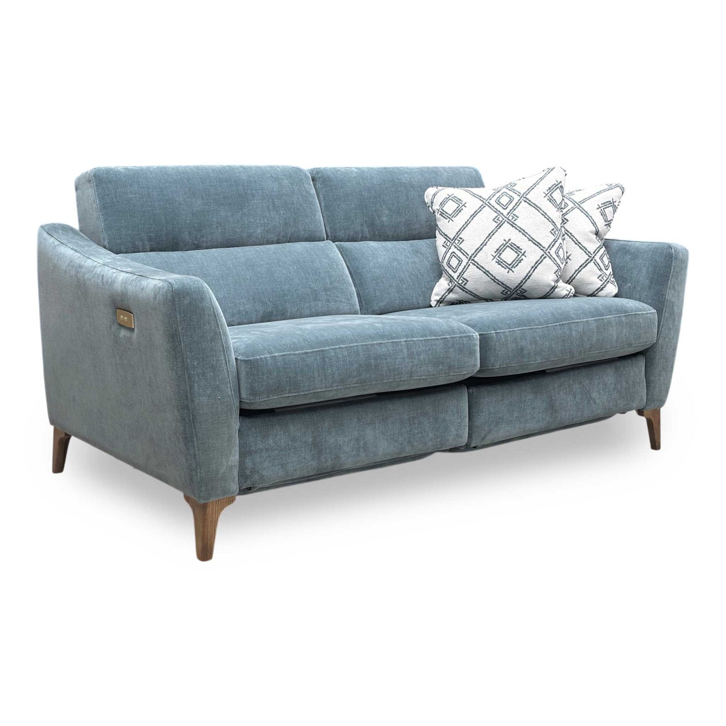 ‘Moderna’ Mht Airforce Blue Sw Linen Fabric 2+2 Seater Sofa Set - Power Recliner Sofa & Standard Sofa