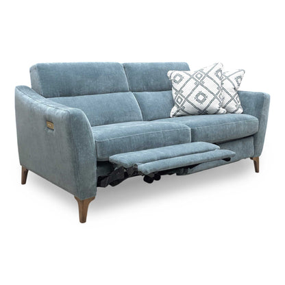 ‘Moderna’ Mht Airforce Blue Sw Linen Fabric 2+2 Seater Sofa Set - Power Recliner Sofa & Standard Sofa