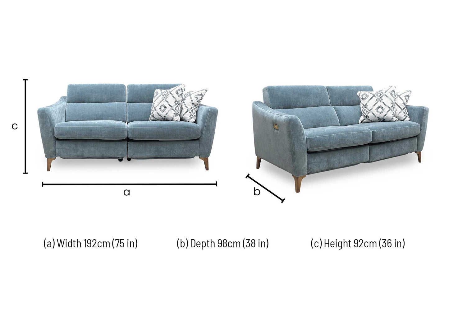 ‘Moderna’ Mht Airforce Blue Sw Linen Fabric 2+2 Seater Sofa Set - Power Recliner Sofa & Standard Sofa