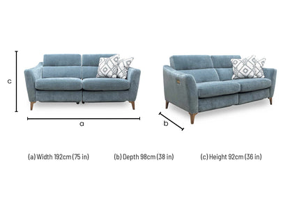 ‘Moderna’ Mht Airforce Blue Sw Linen Fabric 2+2 Seater Sofa Set - Power Recliner Sofa & Standard Sofa
