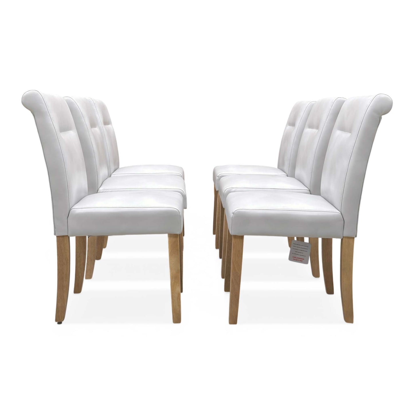 'Lewis’ Light Grey Faux Leather Roll Back Dining Chairs - Set of 6