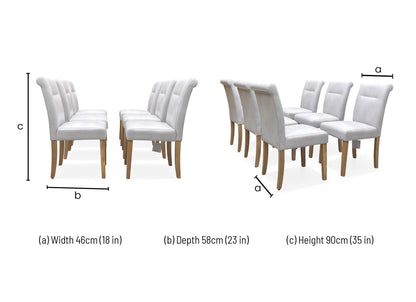 'Lewis’ Light Grey Faux Leather Roll Back Dining Chairs - Set of 6