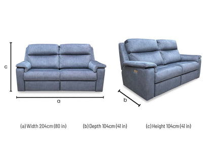 G Plan ‘Thornbury’ A125 Stingray Indigo Velvet 3 Seater Power Recliner Sofa with Power Headrest