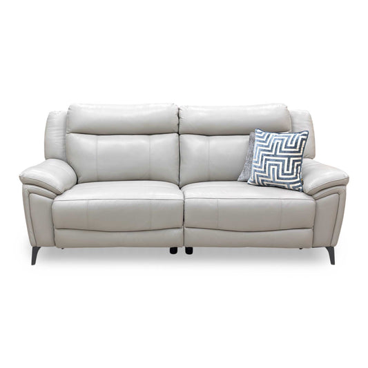 ‘Panache’ Lead Grey Cat-60_23 Leather 3 Seater Power Recliner Sofa