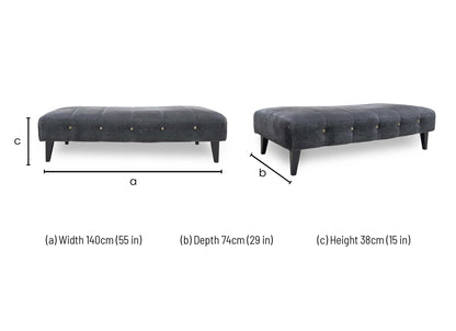 ‘Sumptuous’ Chamonix Anthracite Dk:Gold Fabric Large Bench Footstool