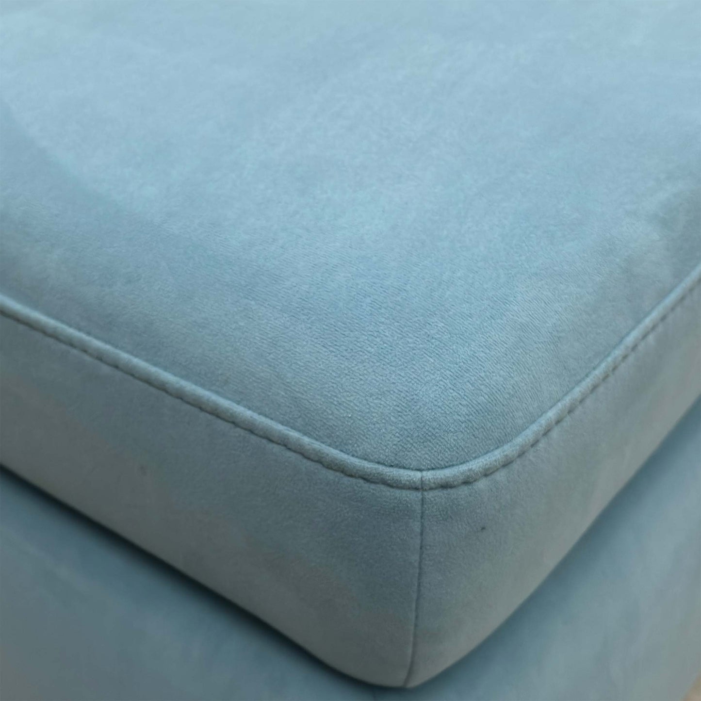 ‘Cinemax’ 3 Seater + 2 Seater Sofa Set Vv-Velvet Blu Fabric Cushion Media Arms with Power Recliner Power Headrests & Baby Blue Velvet Storage Footstool