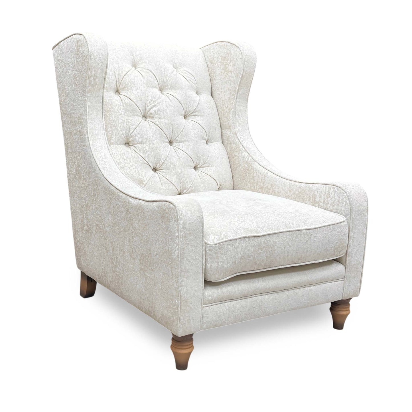 'Blenheim' Savoy Ivory Fabric Winged Accent Chair
