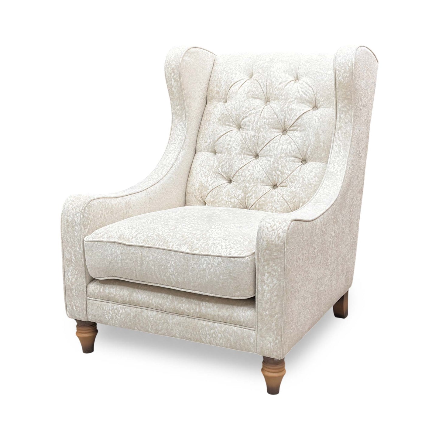 'Blenheim' Savoy Ivory Fabric Winged Accent Chair