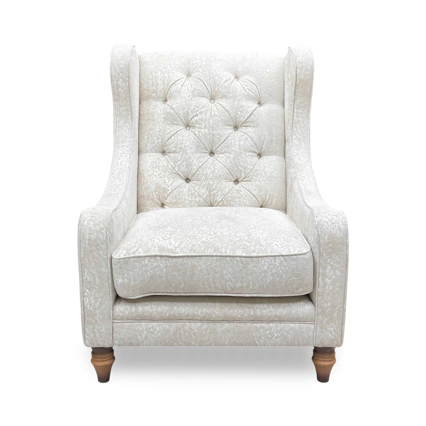 'Blenheim' Savoy Ivory Fabric Winged Accent Chair