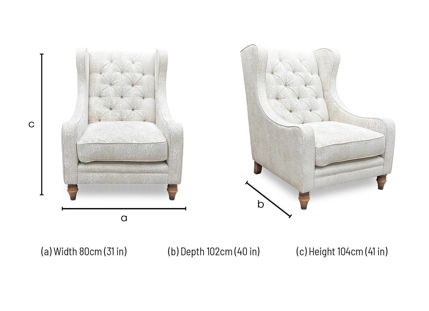 'Blenheim' Savoy Ivory Fabric Winged Accent Chair