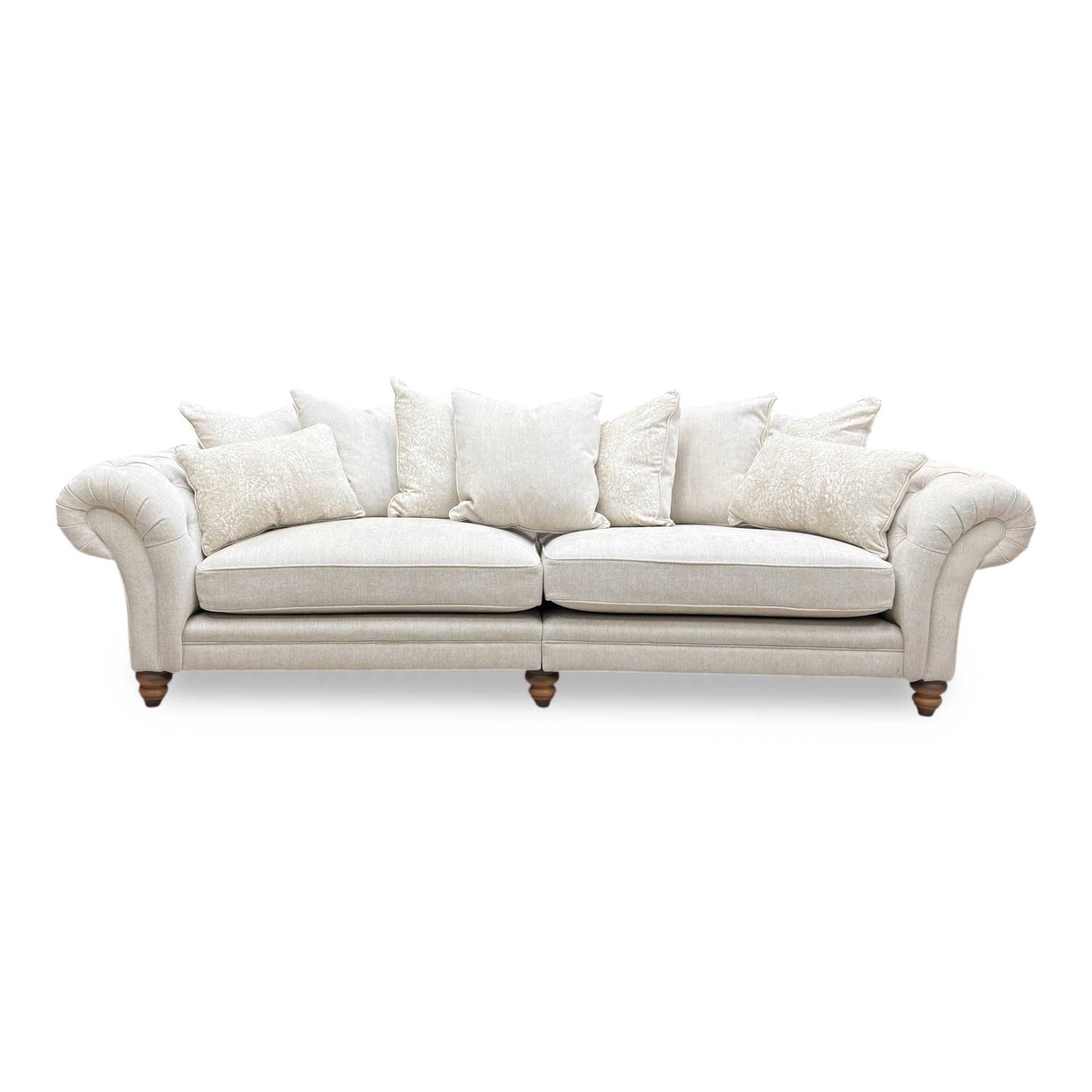 ‘Blenheim' Darwin Ivory Fabric 4 Seater Scatter Back Split Frame Sofa
