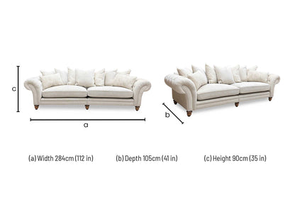 ‘Blenheim' Darwin Ivory Fabric 4 Seater Scatter Back Split Frame Sofa