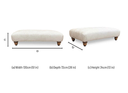 ‘Blenheim' Savoy Ivory Fabric Large Bench Footstool