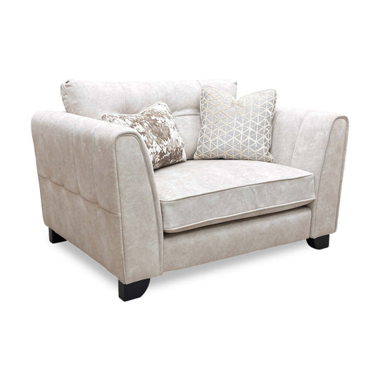 ‘Mariah' Dapple Ivory-Tri No Insert Velvet Classic Back Snuggler Chair (Ariana)