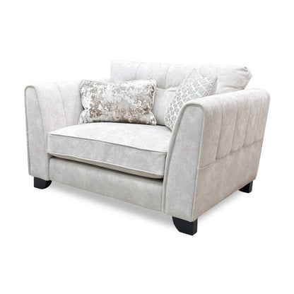 ‘Mariah' Dapple Ivory-Tri No Insert Velvet Classic Back Snuggler Chair (Ariana)
