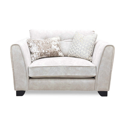 ‘Mariah' Dapple Ivory-Tri No Insert Velvet Classic Back Snuggler Chair (Ariana)