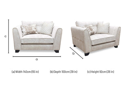 ‘Mariah' Dapple Ivory-Tri No Insert Velvet Classic Back Snuggler Chair (Ariana)