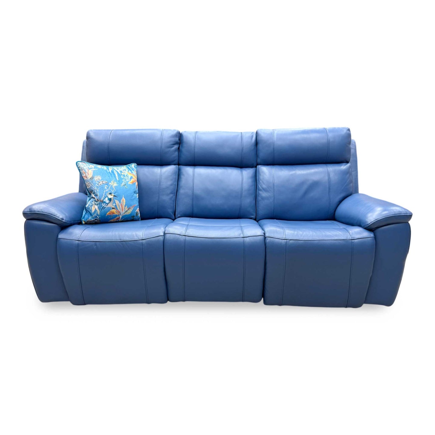 'Aero' Aegean Blue Cat-40/12 Leather 3 Seater Power Recliner Sofa with Power Headrests